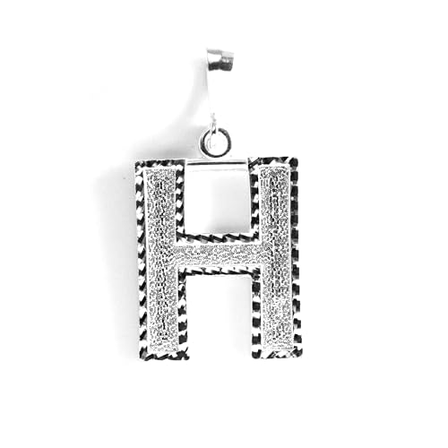 Personalized 1.0 Inch Solid.925 Sterling Silver Initial A-Z Charm - style: H