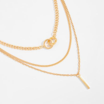 Gold Layered Necklace for Women Chunky Stacked Chain Link Paperclip Evil Eye Necklace Trendy Punk Jewelry - color: W-GoldA
