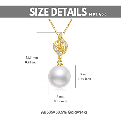 14K Gold Natural Diamond Pearl Earrings and Necklace (with 14k Gold Box Chain), Fine Jewelry for Her