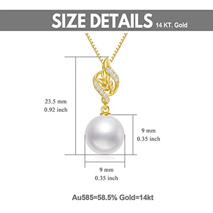 14K Gold Natural Diamond Pearl Earrings and Necklace (with 14k Gold Box Chain), Fine Jewelry for Her
