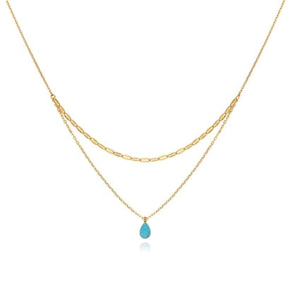 925 Sterling Silver Necklace for Women Trendy, Charming Layered Necklace with Cubic Zirconia Pendant for Her Womens Dainty Diamond Choker Necklaces Holiday Jewelry Gifts for Mom Wife Daughter Lover - color: Opal Necklace-Blue02