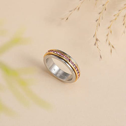 Muses Art Design Fidget Rings, Anxiety Rings, Spinner Rings, Band Rings with Birthstone, Stainless Steel, Women and Men, Meditation Rings, Thumb Rings, Stress Relieving and Anxiety Reducing - color: June - Alexandrite