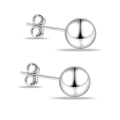 Charmsy 925 Sterling Silver Ball Post Stud Earrings for Women | Round Hammered Lightweight Disco Classic Ball Stud Earring for Women Teen | Sizes 3mm-11mm - style: 7mm-Classic