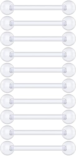 Plastic Tongue Rings For Surgery - Clear Plastic Tongue Rings For Work - Hypoallergenic Straight Barbell Bioflex Ring Piercing Jewelry - Clear Industrial Piercing Jewelry - color: 16G - 14mm (9/16)