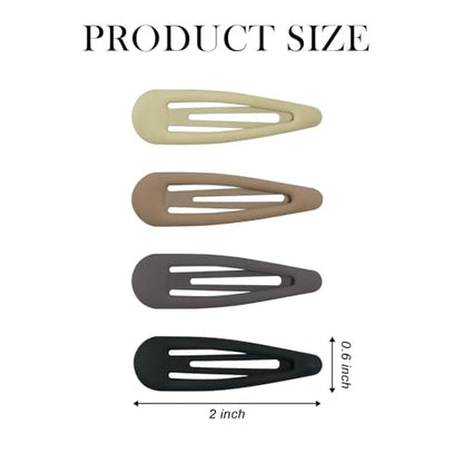 24pcs Snap Hair Clips, 2'' Matte Hair Clip, Nonslip Hairpin Accessories for Women Girls, Metal Barrettes, Neutral Color - color: 2'' Matte Neutral
