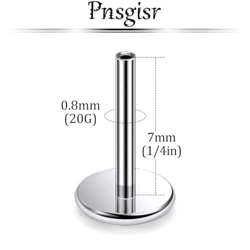 F136 Titanium 20/18/16G Threaded/Threadless Flat Earring Back Converter Kit Nose Lip Rings Medusa Labret Flatback Posts Cartilage Helix Conch Tragus Stud Piercing Jewelry Bar for Women Men - color: Threadless, size: 20g, 7mm