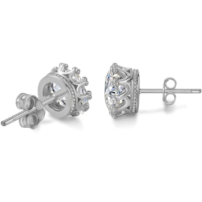 Hypoallergenic Cubic Zirconia Stud Earrings for Women & Men 24K Gold Plated Sterling Silver Post, CZ Simulated Diamond Halo Studs Sensitive Ear Friendly Gift (ED-31) - color: White Gold 02