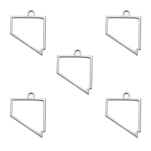 kkjoy 5Pcs Hollow Continents Maps of USA Pendant Charms for Jewelry Making and Crafting, Stainless Steel Mini Charm Craft Supplies Accessories for DIY Bracelet Necklace Earrings - color: Hollow Nevada Map - Silver