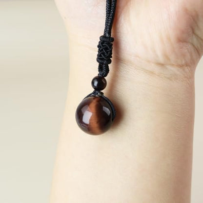 Anjiucc Natural Gemstone Healing Crystals Necklace, Adjustable Chakra Beads Pendant for Women Men, Protection, Energy Balance - color: Red Tiger's Eye