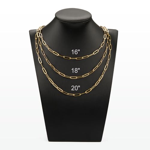 YOUBEIYEE 10 Pack 4mmx12mm Gold Plated Paperclip Necklace Chains Bulk | Stainless Steel for Jewelry DIY Making Necklace Bulk - color: Gold, size: 18inch (4x12mm)