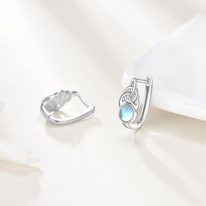 Blue Evil Eye/Celtic/Owl/Moonstone/Paw Print/Cubic Zirconia Hoop Earrings for Women 925 Sterling Silver Women Earrings Jewelry - style: Celtic A