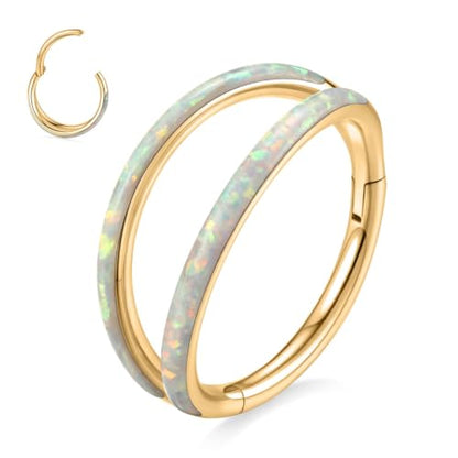AROWRO Conch Piercing Jewelry Nose Rings Hoops Septum Cartilage Helix Rook | Surgical Steel Gold Silver Cartilage Earrings for Women Tragus Helix Piercing Jewelry 16G 18G 20G With Cubic Zirconia Opal - color: Gold-D3 Opal, size: 16G(1.2mm)-8mm