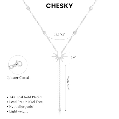 CHESKY Long Necklace for Women, 14k Gold Plated/Streling Silver Lariat Y Necklaces - style: y necklace 05