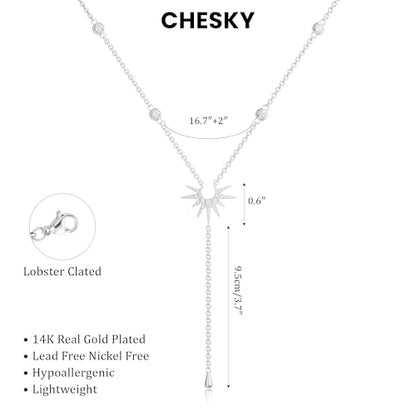 CHESKY Long Necklace for Women, 14k Gold Plated/Streling Silver Lariat Y Necklaces - style: y necklace 05