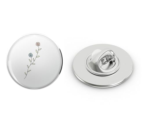 SIMPLE FLOWER PLANT DOODLE Metal Lapel Pin Tie Tack Pinback 0.75"