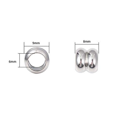 Stainless Steel Spacer Beads 8x9mm Double Threaded Loose Charm Caps Beads for DIY Jewelry Making 10pcs with 6mm Hole - color: 8x9mm 6mm