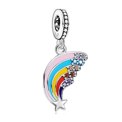 10 Pack Silver Bead Charms for Bracelets and Necklaces Pendant Dangle Beads Jewelry Gifts for Women Charm Set - color: Rainbow Animals