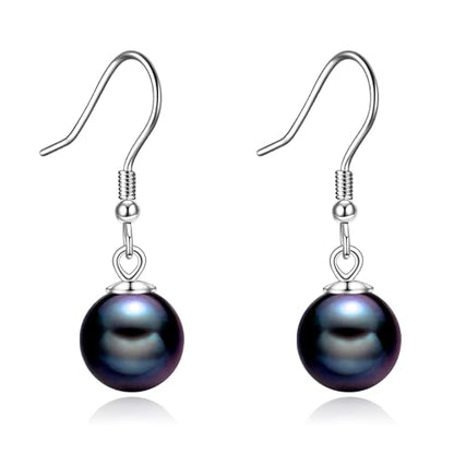 925 Sterling Silver Black Pearl Dangle Earrings Pearls Drop Jewelry Birthday Gifts for Women - color: Black Pearl