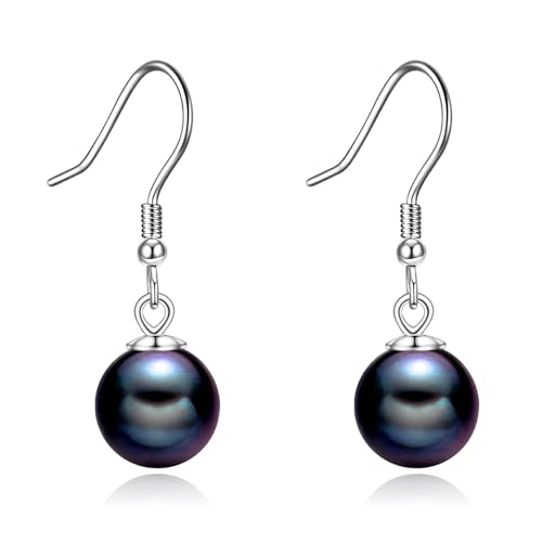 925 Sterling Silver Black Pearl Dangle Earrings Pearls Drop Jewelry Birthday Gifts for Women - color: Black Pearl