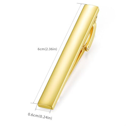 HONEY BEAR 5cm/5.4cm/6cm Mens Tie Clip Bar for Normal Size Steel Business Wedding Gift 1.97"/2.12"/2.36" - style: 6cm Shinny Gold