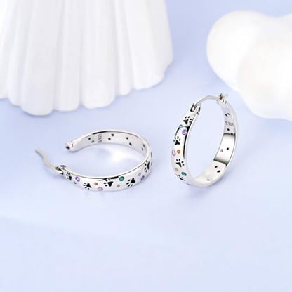 NARMO 925 Sterling Silver Hoops Colorful Pet Claws Earrings for Women | 14K Gold Plated Hoop Earrings - color: Silver