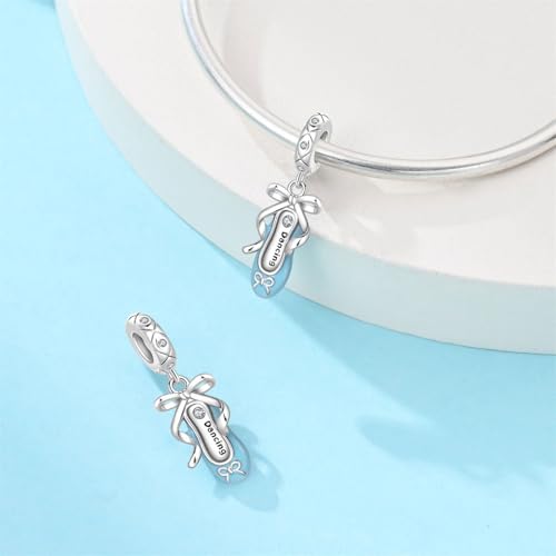 925 Sterling Silver Bead Charm for Pandora Bracelets and Necklaces,Pink Bow Cherry Butterfly Blue Ocean Pendant Bead Charms Jewelry Present Valentines Gifts for Wife/Girlfriend Women - style: Blue Ballet Shoe Charm