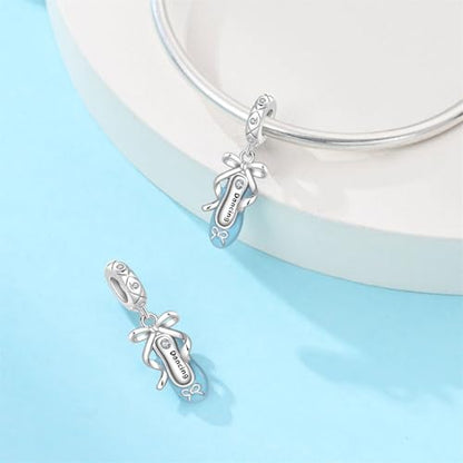 925 Sterling Silver Bead Charm for Pandora Bracelets and Necklaces,Pink Bow Cherry Butterfly Blue Ocean Pendant Bead Charms Jewelry Present Valentines Gifts for Wife/Girlfriend Women - style: Blue Ballet Shoe Charm
