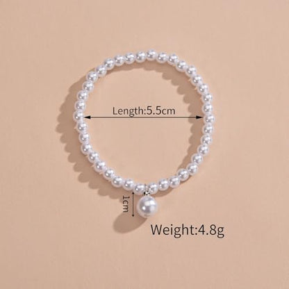 MXUHUI Boho White Beads Pearl Dangle Anklet Beaded Pearl Bracelet Foot Chain Stretch Anklet Summer Beach Jewelry for Women - color: Pearl