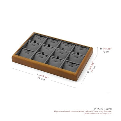 Oirlv Dark Grey Wood Jewelry Pendant Display Tray | Dark Grey Solid Wood Frame, Soft Microfiber Lining, 9.84X17X1.18in, Elegant Display, Perfect for Necklaces and Pendants - color: Grey, size: 12 insert