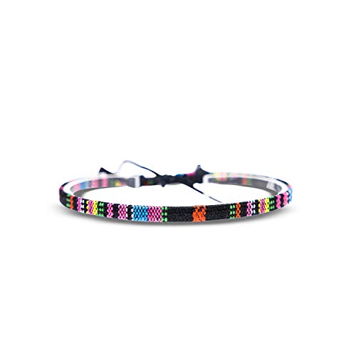 Made by Nami Surfer Anklet for Men and Women Waterproof and Adjustable Surfer Ankle Bracelet String Ankle Bracelet Beach Accessory for Ethnic Hippie Style - color: Black-Pink