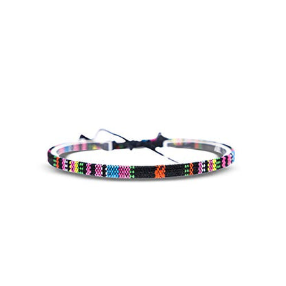 Made by Nami Surfer Anklet for Men and Women Waterproof and Adjustable Surfer Ankle Bracelet String Ankle Bracelet Beach Accessory for Ethnic Hippie Style - color: Black-Pink