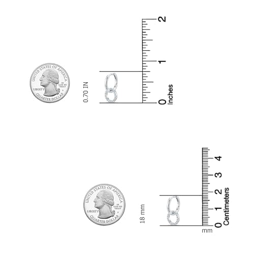 LeCalla 925 Sterling Silver Hoop Earrings for Women | Rhodium-Plated Cubic Zirconia Double Hoop Dangle Earring | Double CZ Huggie Hoop Earrings Gift for Her Mother's Day Birthday 18MM