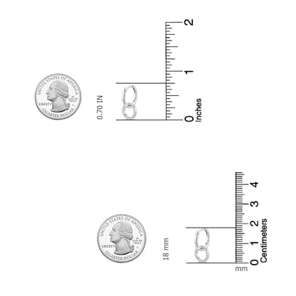 LeCalla 925 Sterling Silver Hoop Earrings for Women | Rhodium-Plated Cubic Zirconia Double Hoop Dangle Earring | Double CZ Huggie Hoop Earrings Gift for Her Mother's Day Birthday 18MM