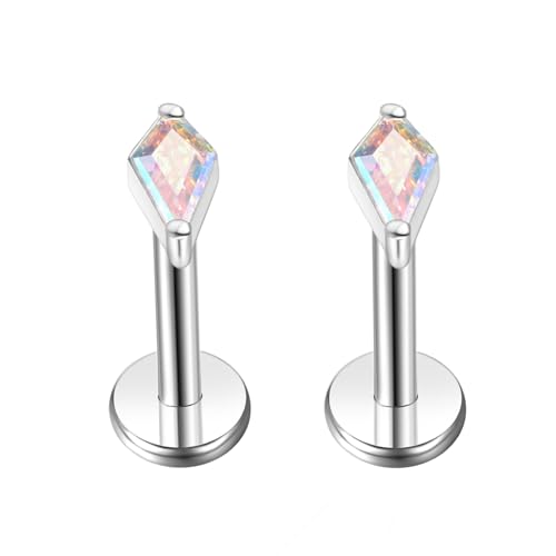 BelezaDosas G23 Hypoallergenic 18g Flat Back Studs Earrings F136 Implant Grade Titanium Tiny Press Fit Threadless Push in Cartilage Helix Labret Lip Conch Tragus Piercing Jewelry - style: style A