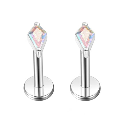 BelezaDosas G23 Hypoallergenic 18g Flat Back Studs Earrings F136 Implant Grade Titanium Tiny Press Fit Threadless Push in Cartilage Helix Labret Lip Conch Tragus Piercing Jewelry - style: style A