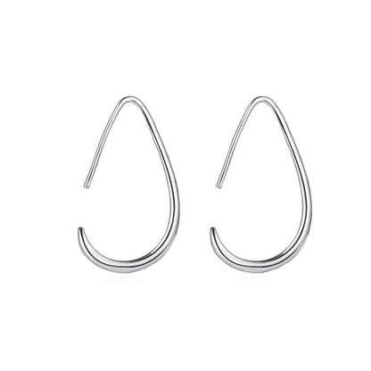 MALOYANVE Lightweight Teardrop Hoop Earrings Gold Silver Plated Large Hollow Out Oval Pull Through Statement Hoop Earrings High Polished Jewelry Gift for Women - color: Silver