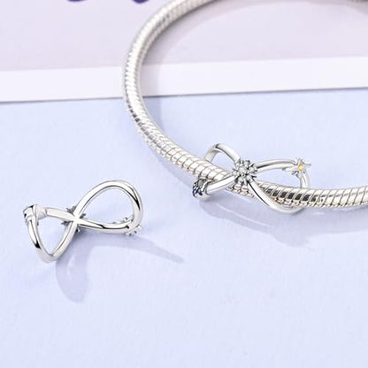 MULA 925 Sterling Silver Charms for Bracelets and Necklace Family Pendants | Airplane Travel Dangle Beads Family Tree Jewelry Charms for Women - color: Infinite Sun