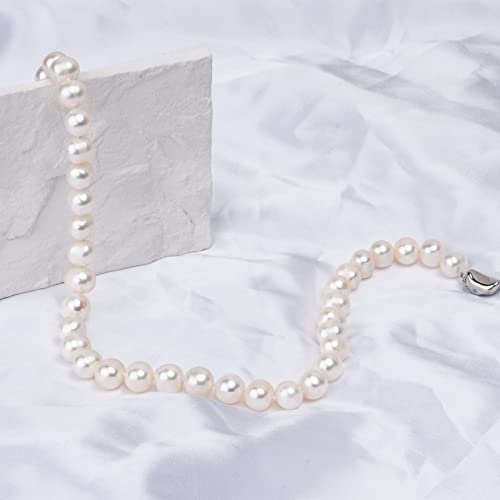 Freshwater Cultured AAAAA Quality Genuine Real Pearl Strand Necklace for Women Fine Jewelry Gifts for Her - size: 45.7 cm, 6.5 - 7.5 mm, style: AAA-Round