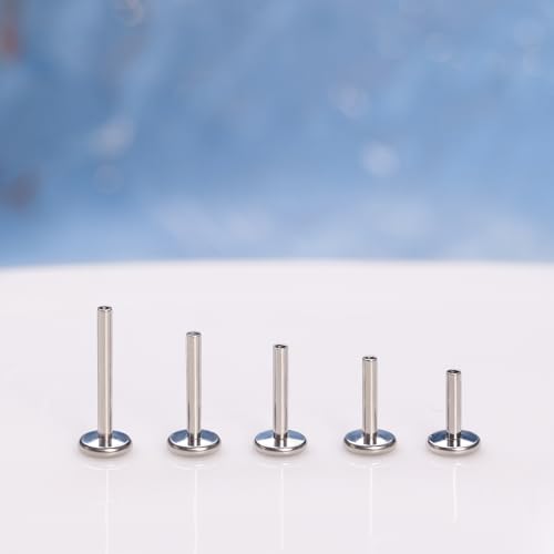 limerencia 16G/18G Hypoallergenic Internal Threaded Titanium Bar Post Replacement,Flat Back Stud Earrings Post Medusa Helix Couch Labret Bar for Women Men Sensitive Ears(A Pair) - color: silver tone, size: 18G-6mm