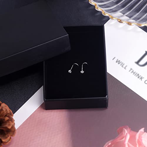 PunkTracker 20g 14K Real Gold Nose Rings CZ Simulated Diamond Nose Studs | Hypoallergenic Nostril Nose Piercing Jewelry for Women Men - color: 2pcs, 2mm, screw