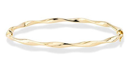 Miabella Italian 18K Gold Plated 925 Sterling Silver Italian Oval Twist Hinged Bangle Bracelet for Women, 925 Made in Italy - style: Large - 8 Inches