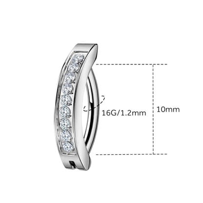 16G Labret Stud, G23 Titanium Vertical Labret Lip Piercing Jewelry, Gold Eyebrow Ring Clicker Belly Button Ring Hoop For Women Men - color: Silver, size: 10mm Clear CZ