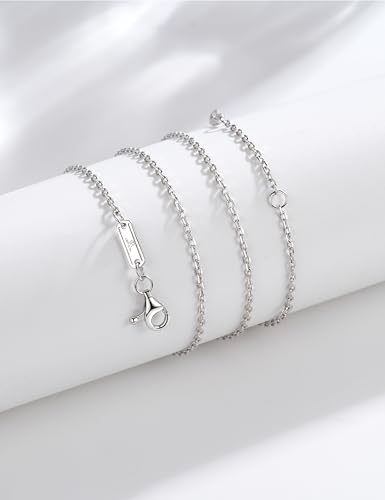 S925 Sterling Silver Chain Necklace for Women, 18 inch Adjustable, Classic, Fashionable, Versatile, Unique Safety Buckle Design, Silver Necklace Gift - color: White Gold
