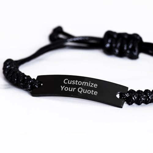 Personalized Christian Bible Verses Black Rope Bracelet Inspirational Scripture ID Cross Religious Quote Faith God Engraved Adjustable Customized Gifts for Men Women Kiss Him Husband Father Bois - style: Personalized (Only Text)