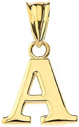 10K Yellow Gold Fine Mini Dangling Initial A-Z Charm 1/2" Pendant - Choice of Initial Letter - style: Letter A Initial Charm