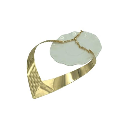 High Polished Stainless Steel Collar Necklace, Heart Shape Love Choker for Women Statement Jewelry (Gold)