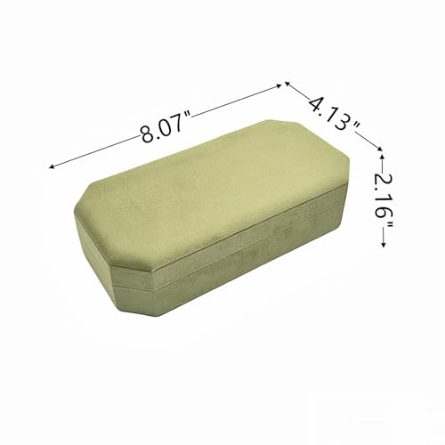 Velvet Ring Organizer Box - Ring Jewelry Box for Rings Earring, Jewelry Tray Rings holder Display Case for Girl Women (8.07"x4.13"x2.16") -PRB024-Green - color: Green