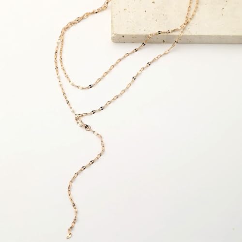 Dcfywl731 Minimal Dainty Gold Plated Dangle Earrings Layered Bar Pendant Neckalce Gold Long Y-Necklace Gold Earrings and Necklaces Set Delicate Lariat Chain Jewelry for Women - color: K6