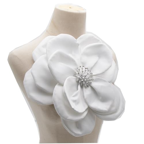 Large Plated Fabric Brooches Lapel Pins Chiffon Fabric Applique Brooches Big Flower Brooch Pin for Women Wedding Part Dance Clothes Accessories Jewelry