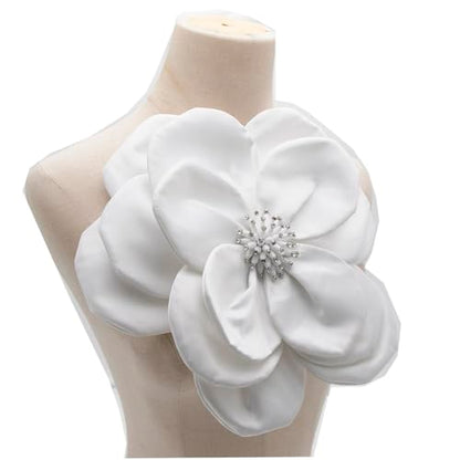 Large Plated Fabric Brooches Lapel Pins Chiffon Fabric Applique Brooches Big Flower Brooch Pin for Women Wedding Part Dance Clothes Accessories Jewelry